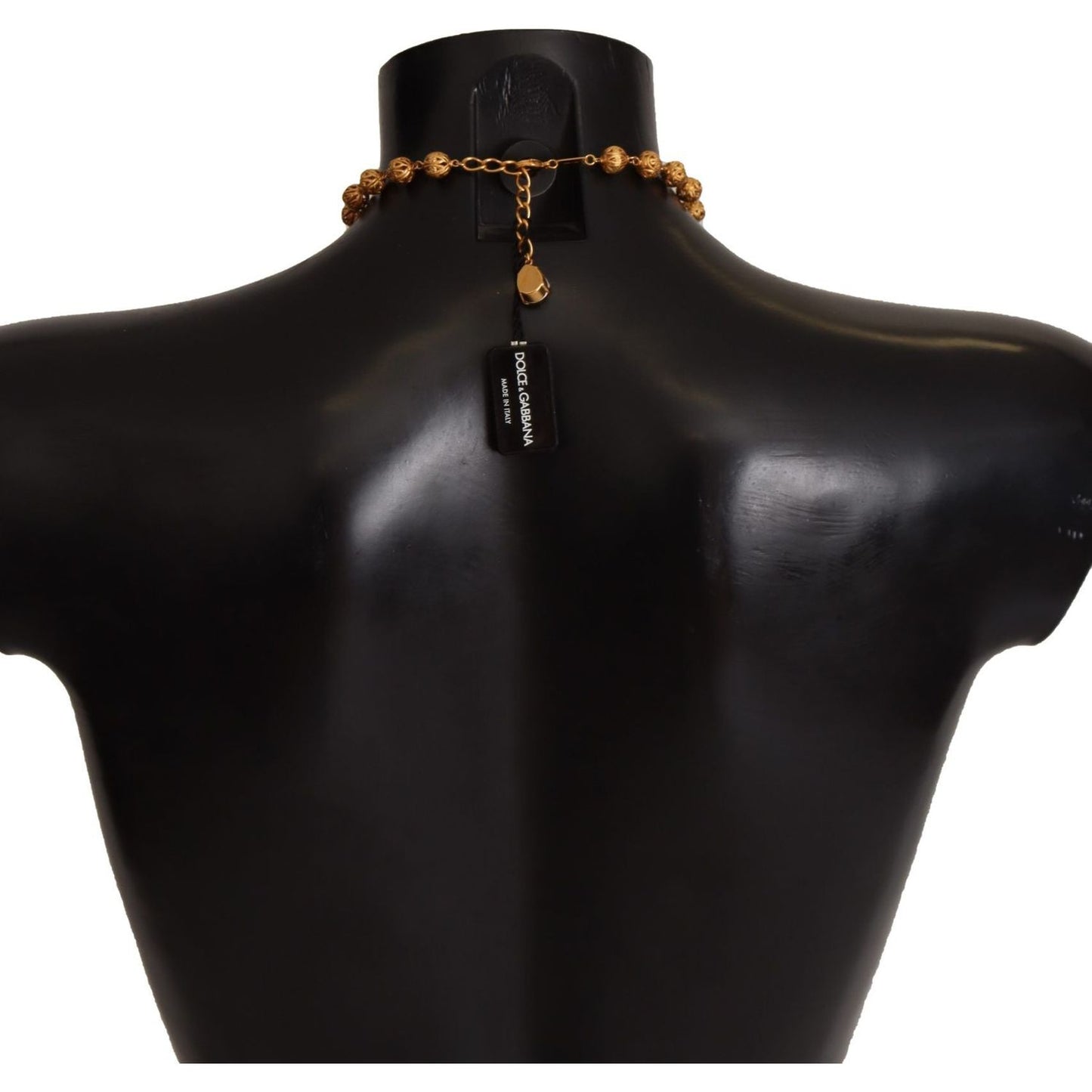 Dolce & Gabbana Gold Brass Carretto Sicily Statement Crystal Chain Necklace SMY100839