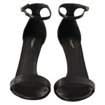 Dolce & Gabbana Black Ostrich Ankle Strap Heels Sandals Shoes LA9584 - 41