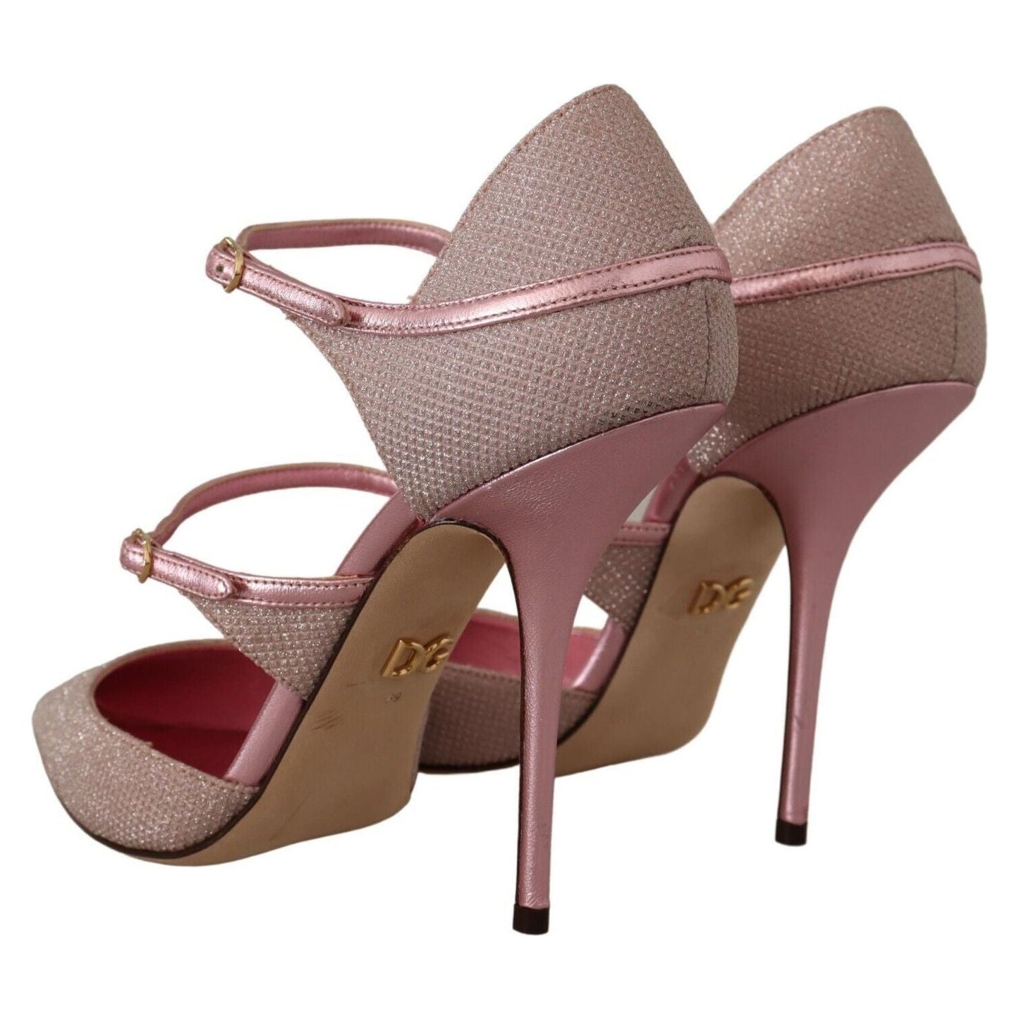 Dolce & Gabbana Pink Glittered Strappy Sandals Mary Jane Shoes LA9592 - 39