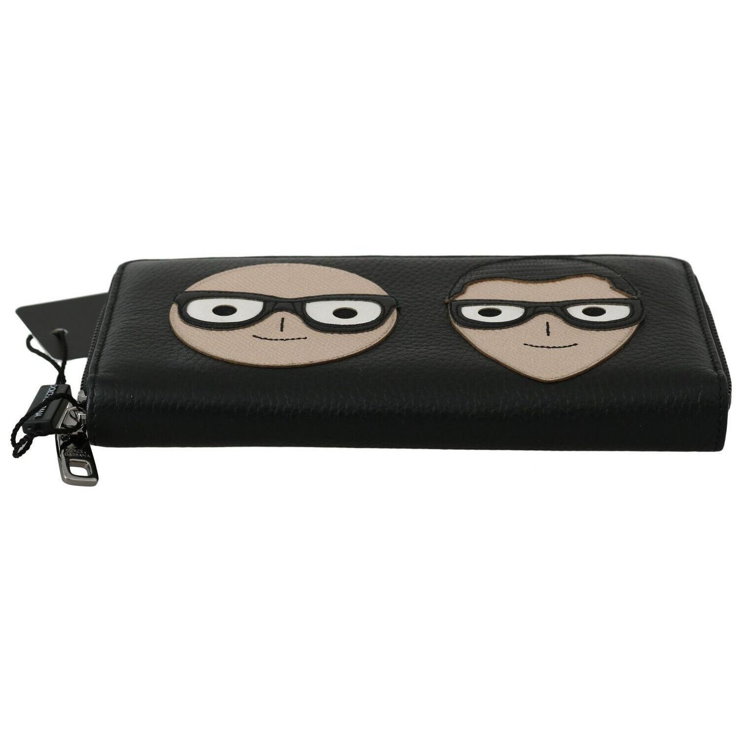 Dolce & Gabbana Black Leather #DGFAMILY Zipper Continental Mens Wallet VA8502