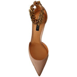 Dolce & Gabbana Beige Ankle Chain Strap High Heels Pumps Shoes LA9631 - 39