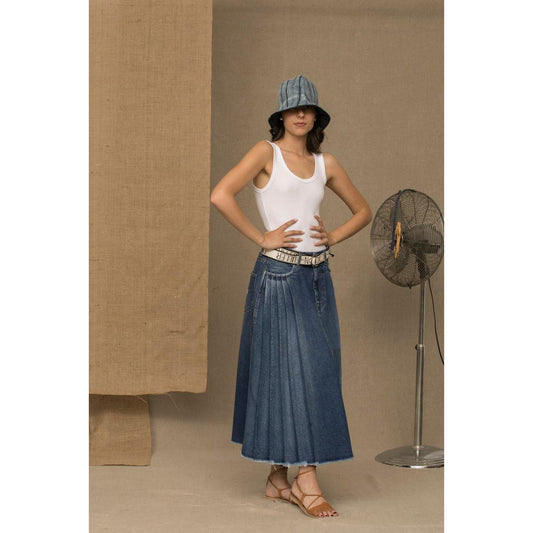Don The Fuller Blue Cotton Women Skirt DO-6921-31