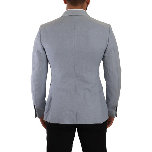 Dolce & Gabbana Blue Cotton Linen Slim Fit Jacket Coat Blazer JKT3303 - 50