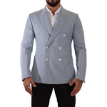 Dolce & Gabbana Blue Cotton Linen Slim Fit Jacket Coat Blazer JKT3303 - 50