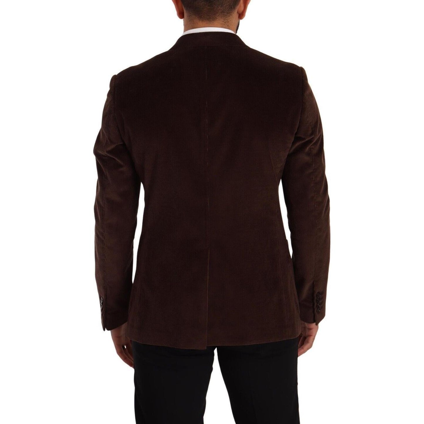 Dolce & Gabbana Brown Corduroy Slim Fit Coat DG Logo Blazer KOS1924 - 50