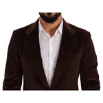 Dolce & Gabbana Brown Corduroy Slim Fit Coat DG Logo Blazer KOS1924 - 50