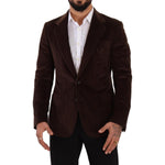 Dolce & Gabbana Brown Corduroy Slim Fit Coat DG Logo Blazer KOS1924 - 50