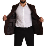 Dolce & Gabbana Brown Corduroy Slim Fit Coat DG Logo Blazer KOS1924 - 50