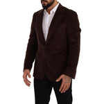 Dolce & Gabbana Brown Corduroy Slim Fit Coat DG Logo Blazer KOS1924 - 50
