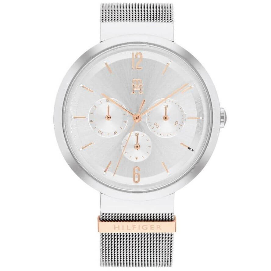 TOMMY HILFIGER Mod. 1782537 ladies quartz analog watch with 40mm mineral dial and official box, 3 ATM water resistance, bracelet style.