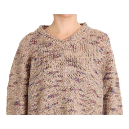 PINK MEMORIES Beige Wool Blend Knitted Oversize Sweater