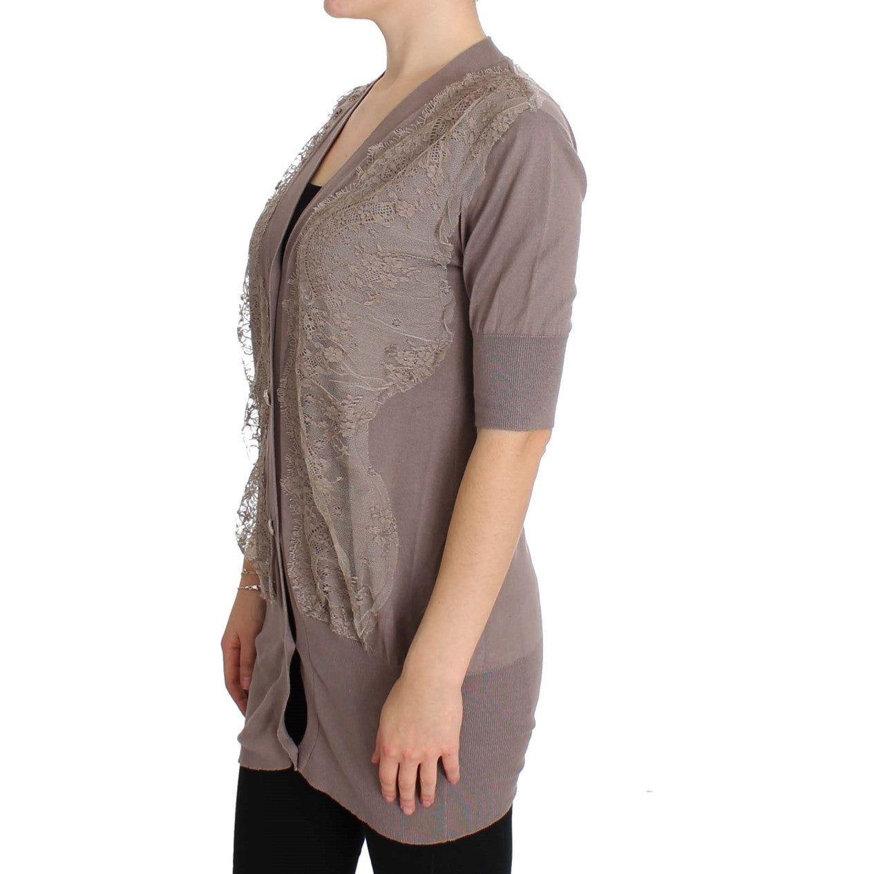 PINK MEMORIES Purple Lace Cotton Cardigan Sweater SIG30271-2