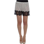 Dolce & Gabbana White Black Floral Lace Silk Sleepwear Shorts SIG30077-2