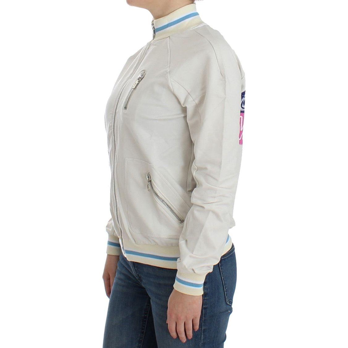 John Galliano White Mock Zip Cardigan Sweatshirt Sweater