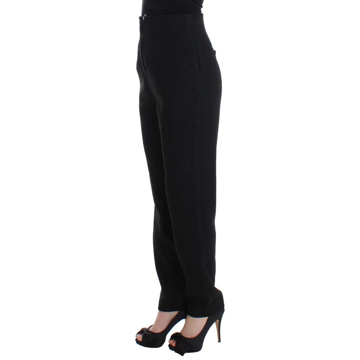 KAALE SUKTAE Black High Waist Straight Slim Dress Pants