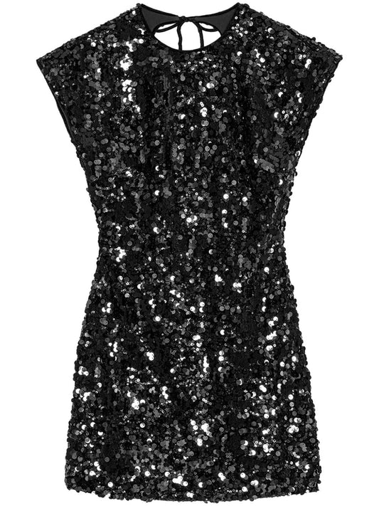 Ganni Velvet Sequins Mini Dress T4045099-P25