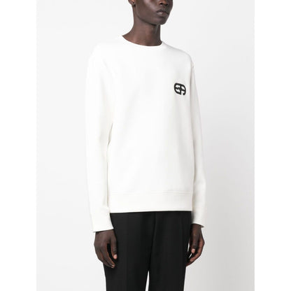 Emporio Armani Double-jersey sweatshirt with embossed embroidered EA logo Topwear