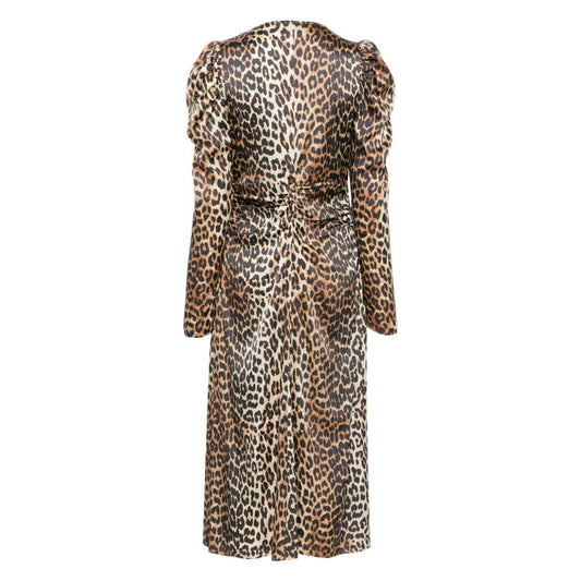 Ganni leopard-print Ruched Midi Dress W0330943-P25