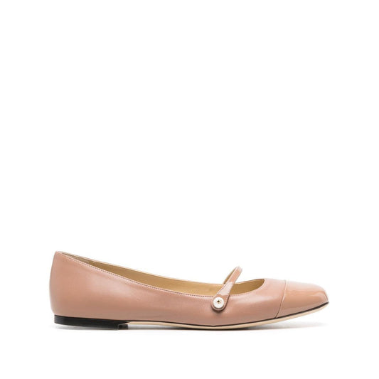 Jimmy Choo Elisa leather ballerina shoes ELISAFLATPTZBALLETPINK/BALLETPINK-P25