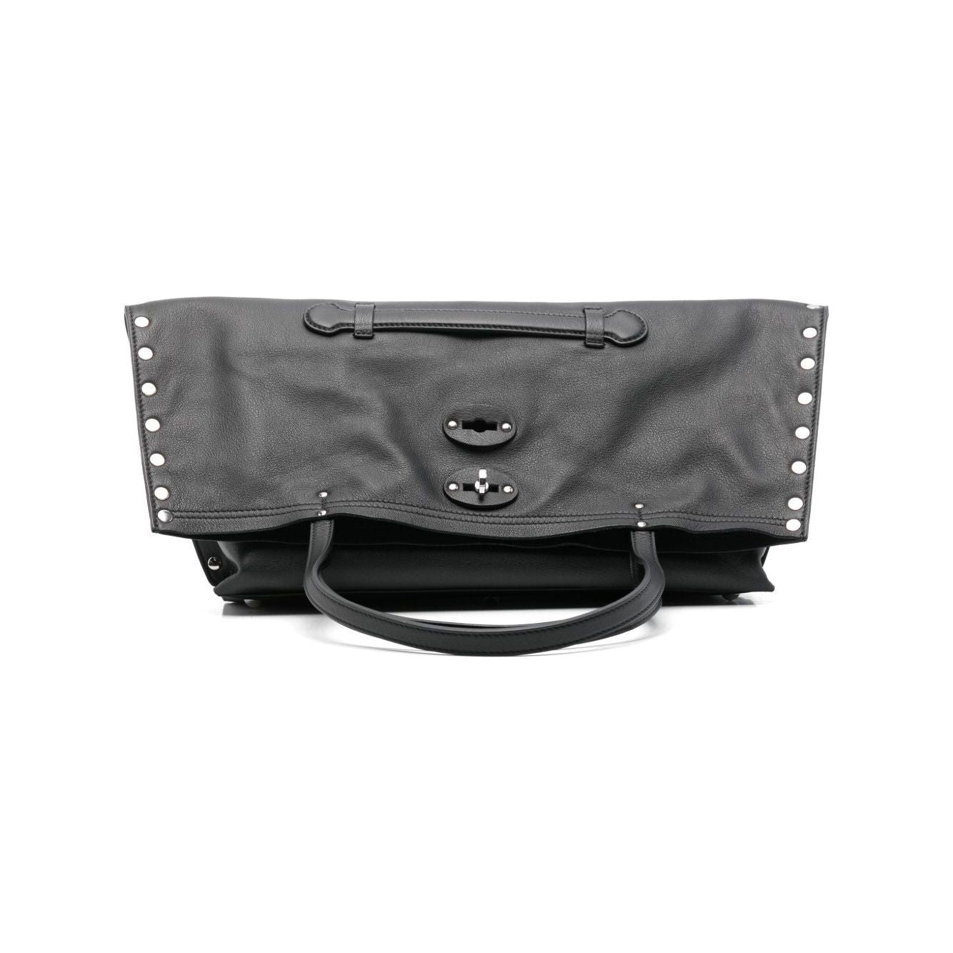 Front view with bag zipped and handles upright.