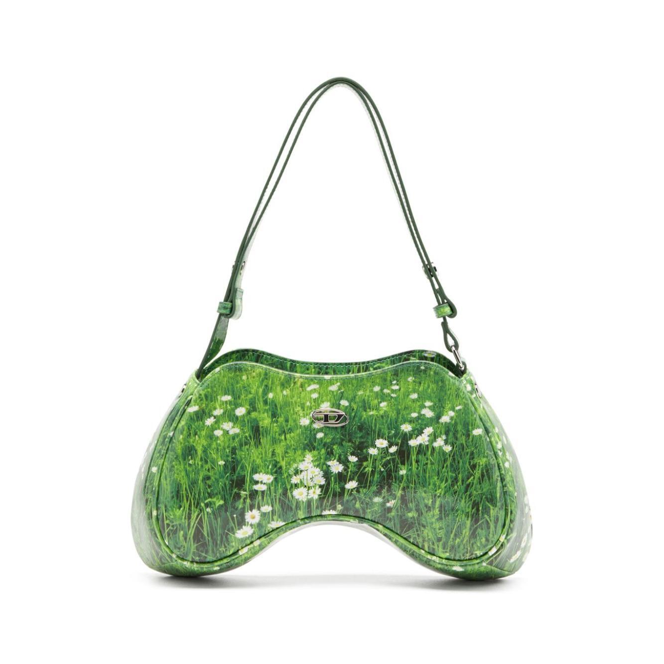 Front view with bag zipped and handles upright.