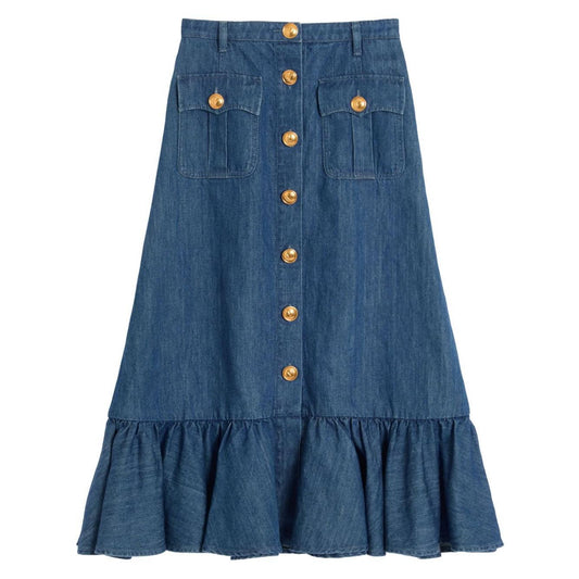 Valentino Denim Midi Skirt BDD18L94C558-P25