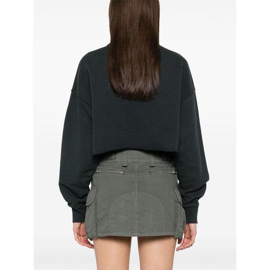 Golden Goose Cropped Cotton Sweatshirt with Crystals on the Front GWP02203P00189690456-P25