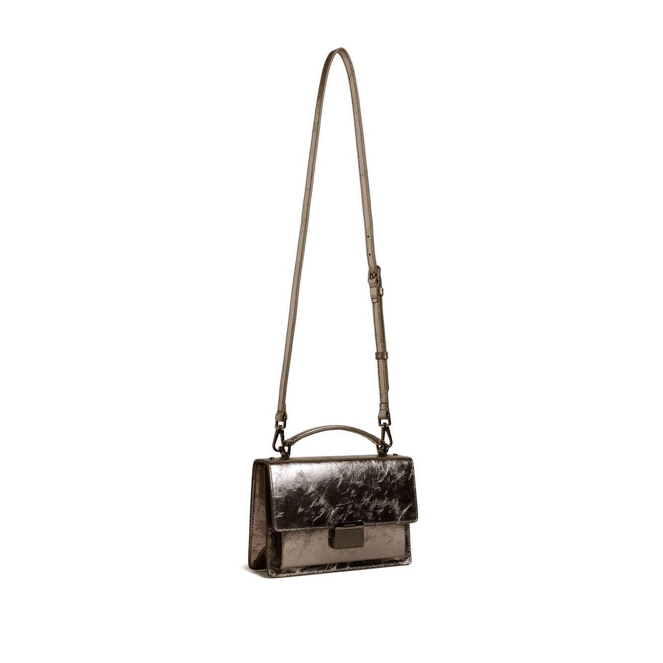 Front view with bag zipped and handles upright.