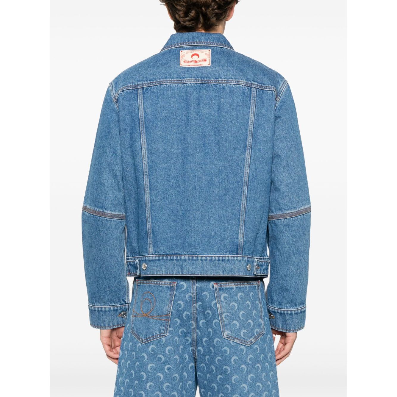 Marine Serre crescent moon-print denim jacket