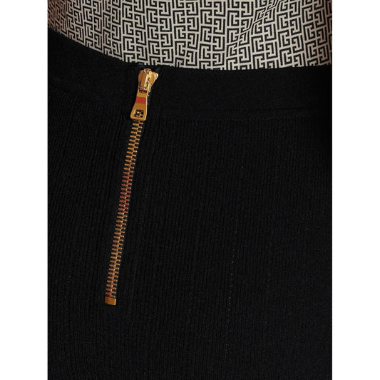 Balmain Button Embellished Knitted Skirt EF1LB290KB070PA-P25
