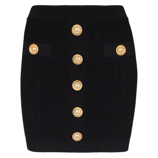 Balmain Button Embellished Knitted Skirt
