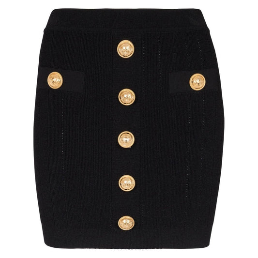 Balmain Button Embellished Knitted Skirt EF1LB290KB070PA-P25