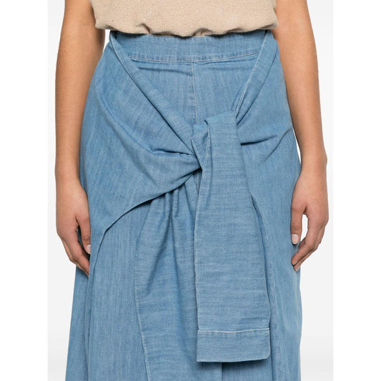 Fabiana Filippi long denim skirt with knot detail GND275F802L346VR1-P25