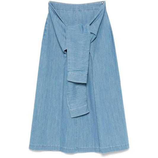 Fabiana Filippi long denim skirt with knot detail GND275F802L346VR1-P25