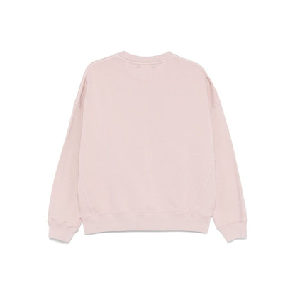 Golden Goose Old rose unisex round neck sweatshirt with green logo print Topwear