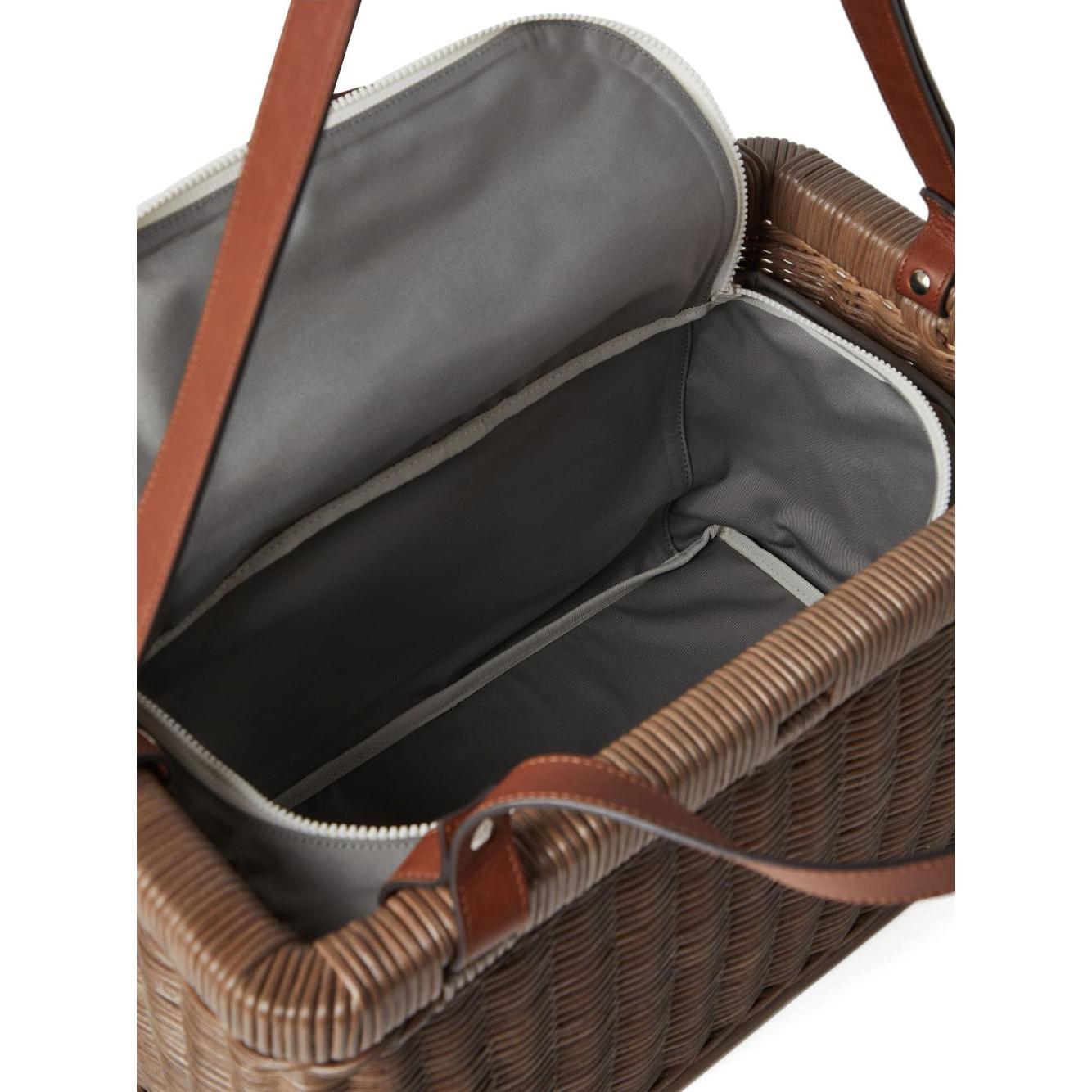 Front view with bag zipped and handles upright.