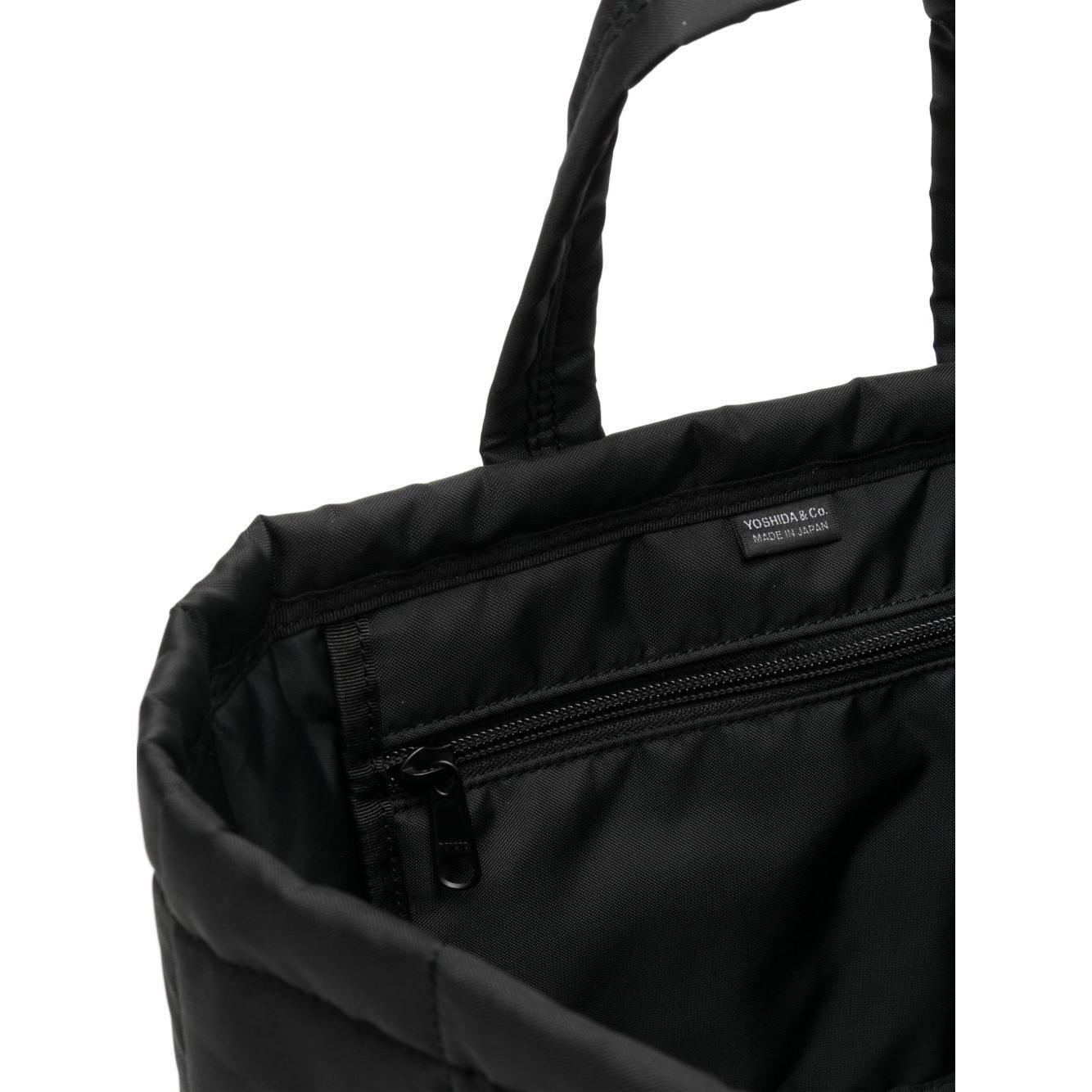Front view with bag zipped and handles upright.