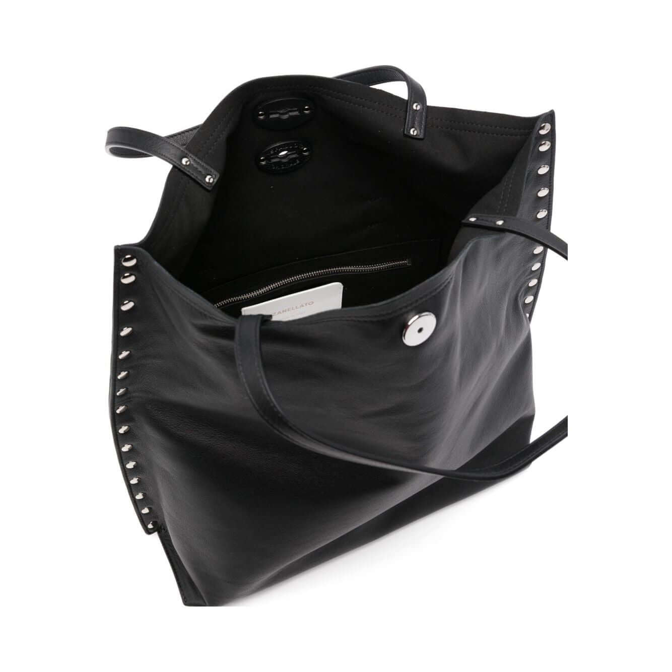 Front view with bag zipped and handles upright.