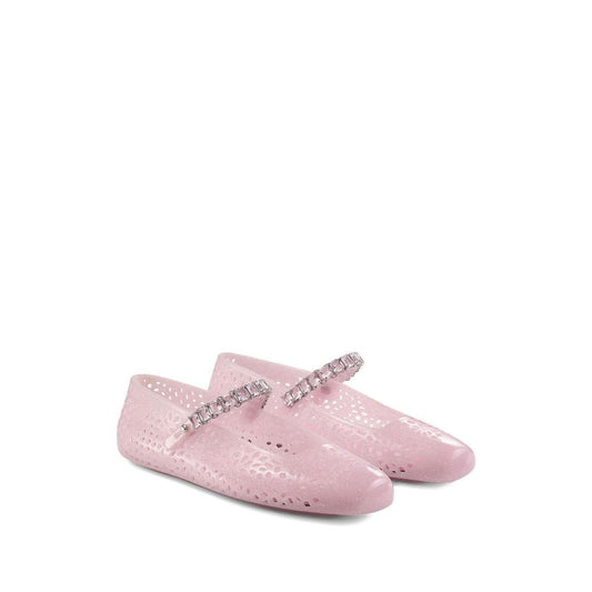 Jimmy Choo The Jelly Ballerina Flats with Crystal Embellishment THEJELLYNTXCOTTONCANDY/SILVERMIX-AI25