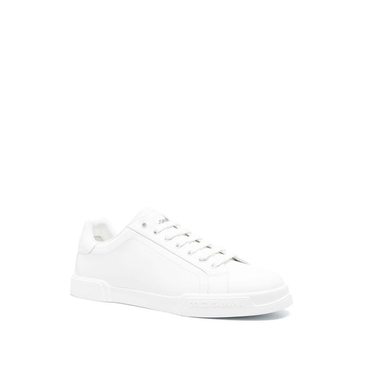 Dolce & Gabbana Sneakers White with lace-up, round toe, logo patch, flat rubber sole Portofino leather design