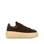 Hogan Pre Sneakers Hogan H-Stripes brown leather lace-up sneakers with H-Stripes and branded insole, featuring a trendy round toe design.