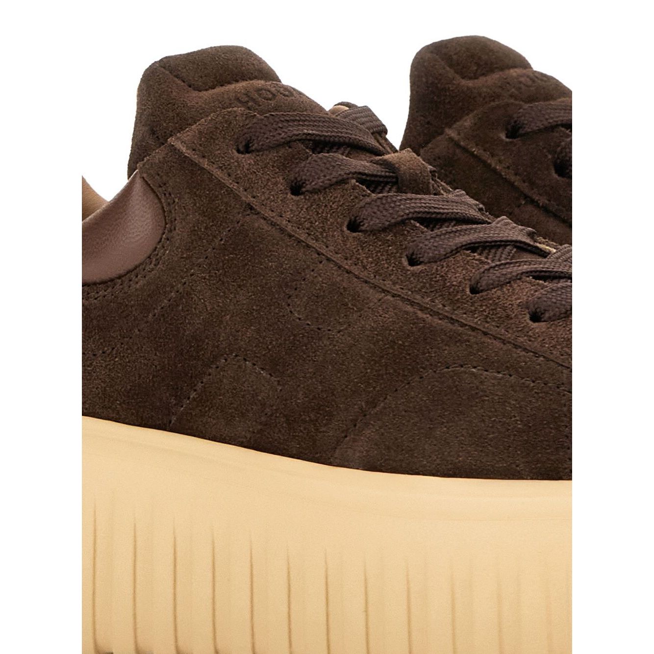 Hogan Pre Sneakers Hogan H-Stripes with brown lace-up, round toe, branded insole, featuring H-Stripes leather design.