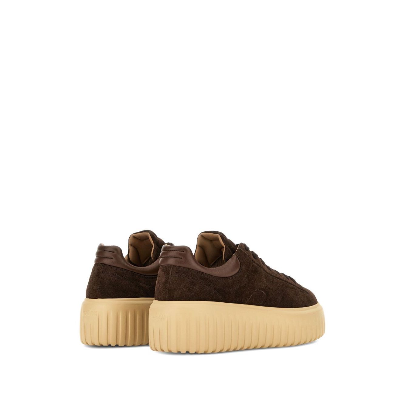 Hogan Pre Sneakers Hogan H-Stripes brown leather shoes with H-Stripes detailing, featuring a lace-up fastening and branded insole.