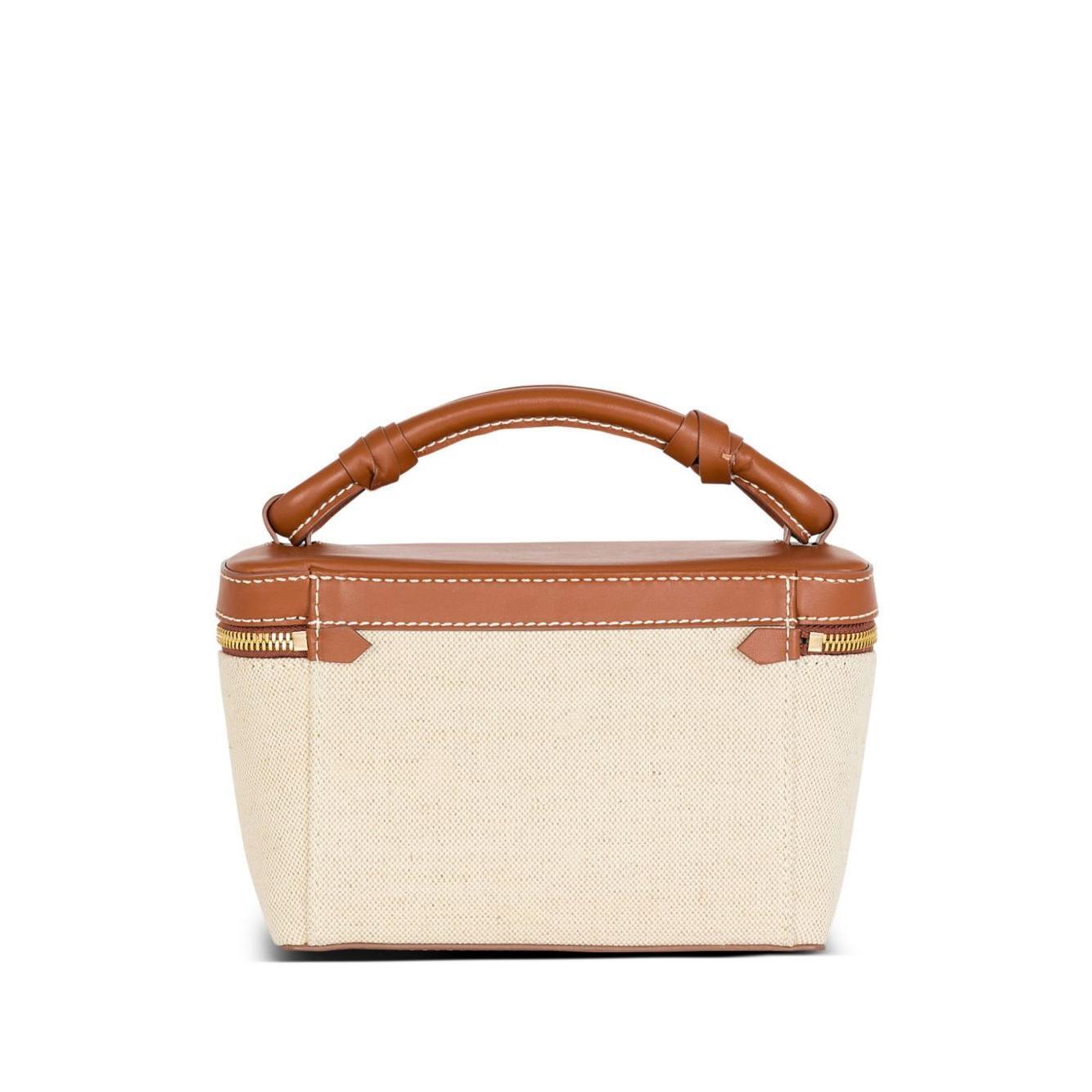 Front view with bag zipped and handles upright.