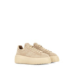 Hogan Pre Sneakers Hogan H-Stripes beige leather sneakers with lace-up fastening and round toe, featuring logo-embroidered tongue and branded insole.