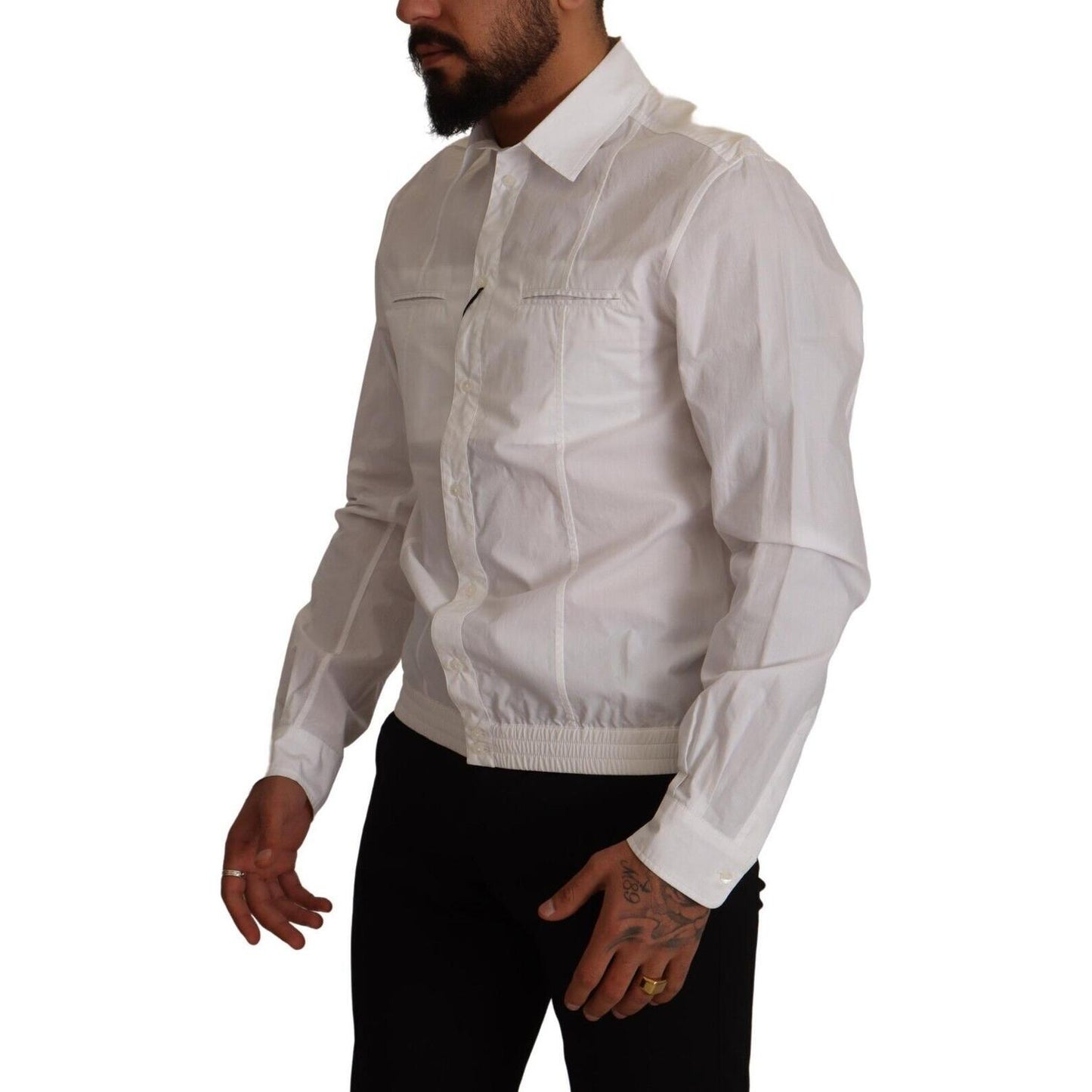 Dolce & Gabbana White Cotton Button Down Men Collared Shirt KOS1983 - 41