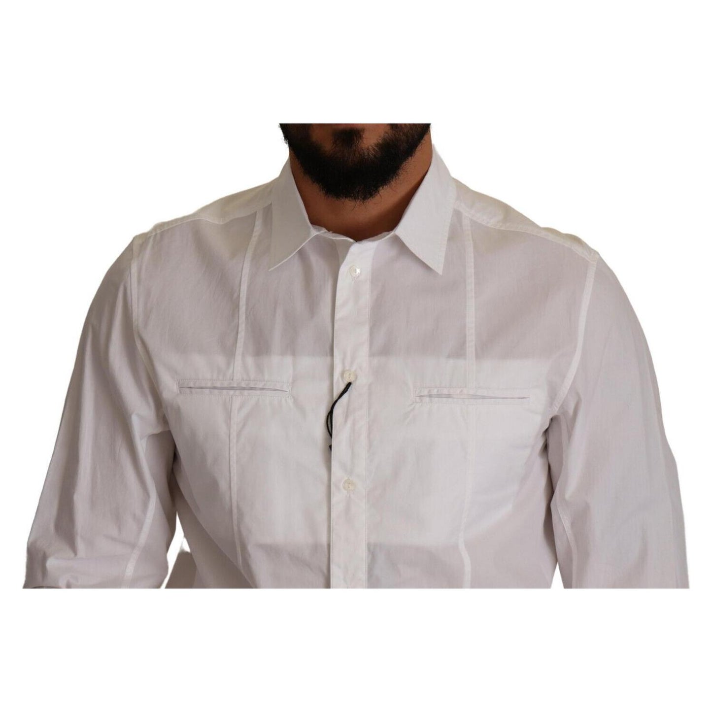 Dolce & Gabbana White Cotton Button Down Men Collared Shirt KOS1983 - 41