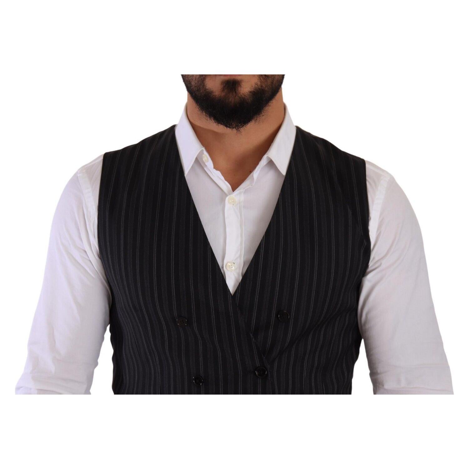 فستان دولتشي آند غابانا الأنيق ذو الصدر المزدوج المخطط