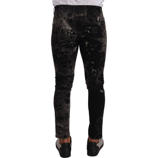 Dolce & Gabbana Black Patterned Skinny Slim Fit Jeans PAN72715 - 48
