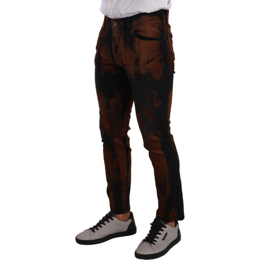 Dolce & Gabbana Black Brown Tie Dye Cotton Skinny Denim Jeans PAN72716 - 48